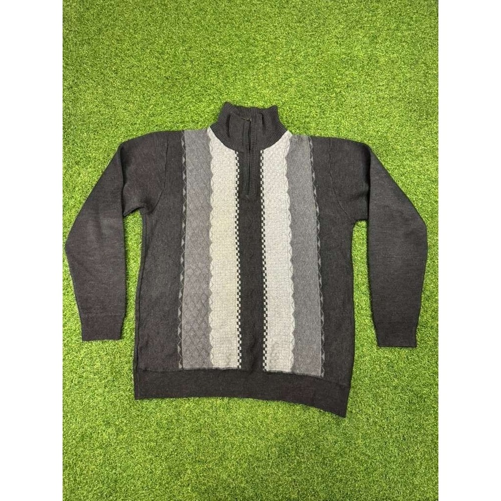Chereskin Sweater Mens 2XL Multicolor Argyle Diamond Knit Mock Neck Quarter Zip‎